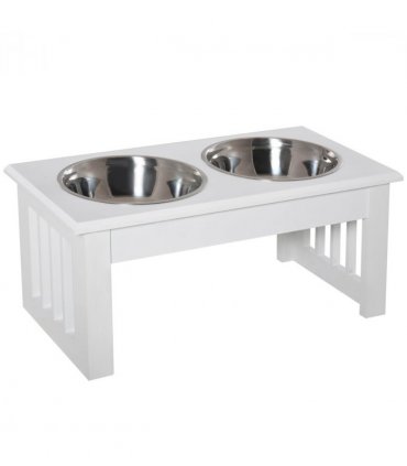 Pet Feeder Raised Elevated Stainless Steel Bowls Stand Food Water White Samll