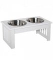 Pet Feeder Raised Elevated Stainless Steel Bowls Stand Food Water White Samll