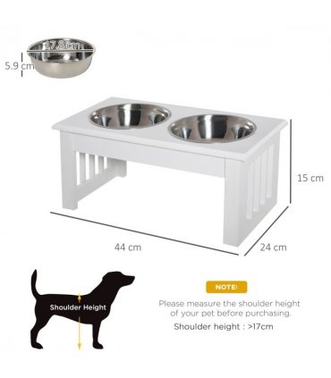 Pet Feeder Raised Elevated Stainless Steel Bowls Stand Food Water White Samll