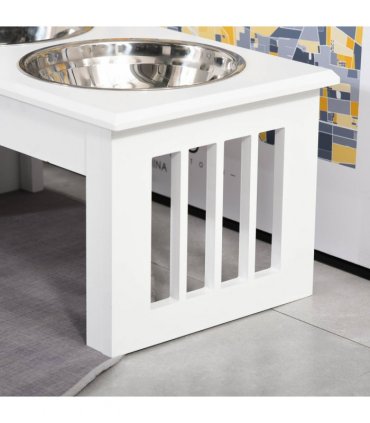Pet Feeder Raised Elevated Stainless Steel Bowls Stand Food Water White Samll