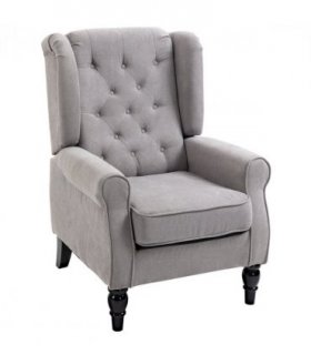 Accent Chair Grey 102H x 74W x 86Dcm Retro Vintage Look Wooden Frame Padded Seat