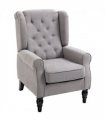 Accent Chair Grey 102H x 74W x 86Dcm Retro Vintage Look Wooden Frame Padded Seat