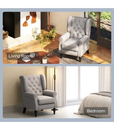 Accent Chair Grey 102H x 74W x 86Dcm Retro Vintage Look Wooden Frame Padded Seat