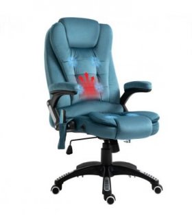 Executive Reclining Chair w/ Heating Massage Points Relaxing Headrest Blue