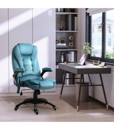 Executive Reclining Chair w/ Heating Massage Points Relaxing Headrest Blue