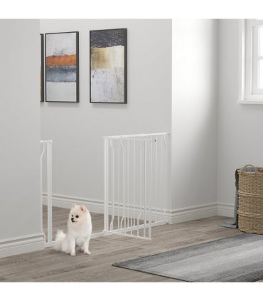 Pet Safety Gate Dog Barrier Dog Metal Pet Barrier, for Doorways - White