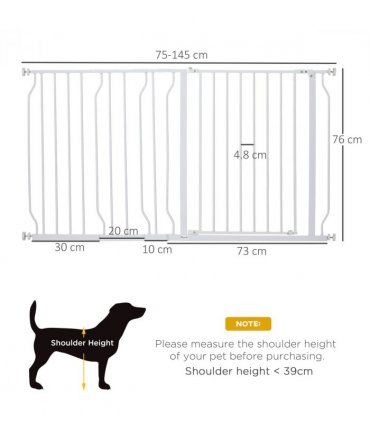 Pet Safety Gate Dog Barrier Dog Metal Pet Barrier, for Doorways - White