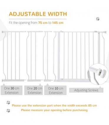 Pet Safety Gate Dog Barrier Dog Metal Pet Barrier, for Doorways - White