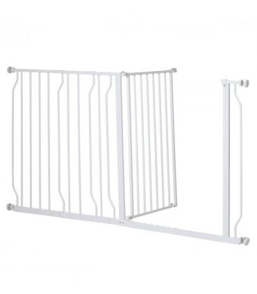 Pet Safety Gate Dog Barrier Dog Metal Pet Barrier, for Doorways - White