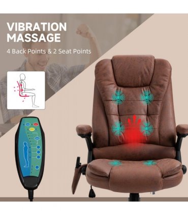 Executive Reclining Chair w/ Heating Massage Points Relaxing Headrest Brown