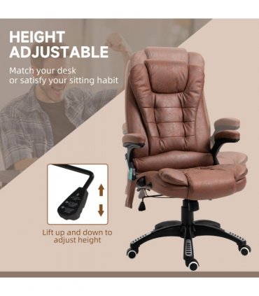 Executive Reclining Chair w/ Heating Massage Points Relaxing Headrest Brown