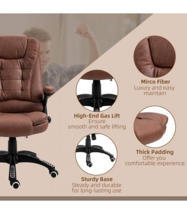 Executive Reclining Chair w/ Heating Massage Points Relaxing Headrest Brown