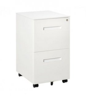 Mobile File Cabinet Home Filing Furniture with Adjustable Partition, Lock, White
