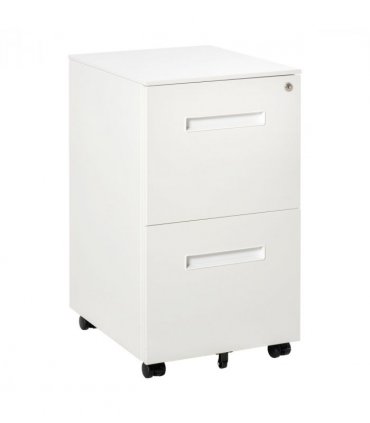Mobile File Cabinet Home Filing Furniture with Adjustable Partition, Lock, White