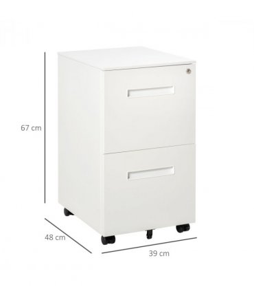 Mobile File Cabinet Home Filing Furniture with Adjustable Partition, Lock, White
