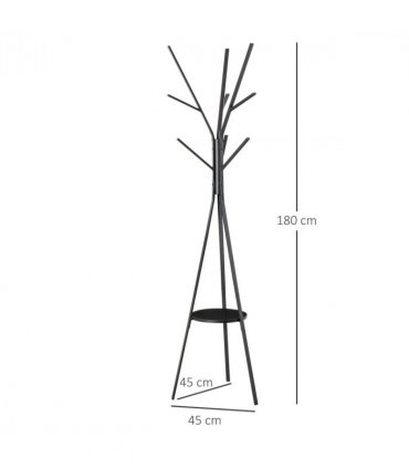 Coat Rack Metal Black 180cm Free Standing Shelf Holder Stand Display Clothes Hat