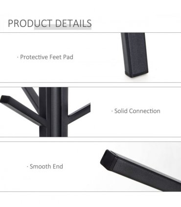Coat Rack Metal Black 180cm Free Standing Shelf Holder Stand Display Clothes Hat