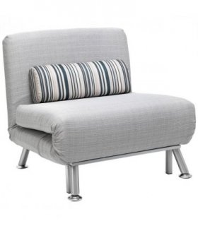 Single Sofa Bed Folding Chair Bed w/ Steel Frame Padding Pillow Grey, Silver