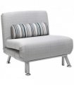 Single Sofa Bed Folding Chair Bed w/ Steel Frame Padding Pillow Grey, Silver