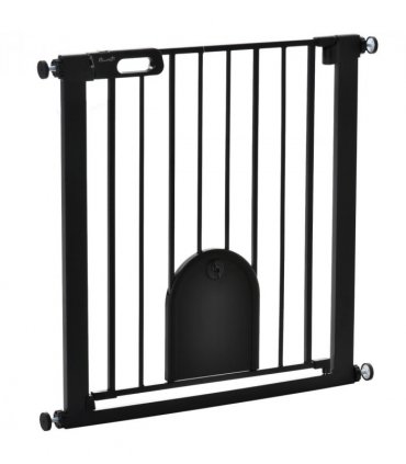 75-82 cm Pet Safety Gate, Stair Pressure Fit, Auto Close, Double Locking, Black