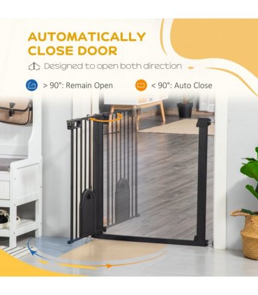75-82 cm Pet Safety Gate, Stair Pressure Fit, Auto Close, Double Locking, Black