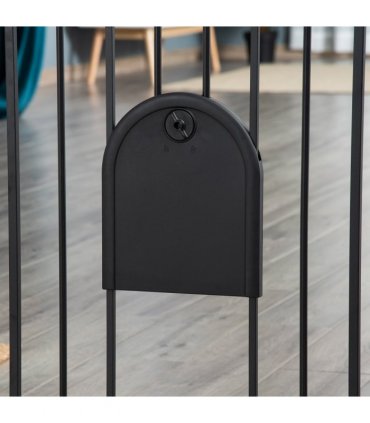75-82 cm Pet Safety Gate, Stair Pressure Fit, Auto Close, Double Locking, Black