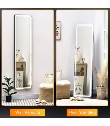 Full Length Mirror with LED Light, Silver, Black, 156.5H x 40W x 51Dcm