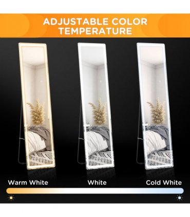 Full Length Mirror with LED Light, Silver, Black, 156.5H x 40W x 51Dcm
