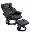 Padded PU Leather Manual Reclining Armchair Sofa Chair w/ Footstool Black