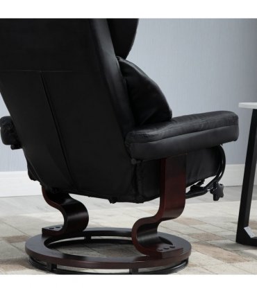 Padded PU Leather Manual Reclining Armchair Sofa Chair w/ Footstool Black