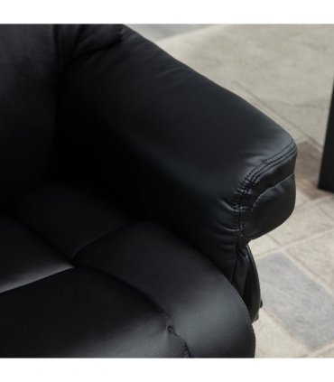 Padded PU Leather Manual Reclining Armchair Sofa Chair w/ Footstool Black
