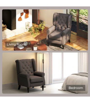 Retro Accent Chair Wingback Armchair with Wood Frame for Living Room Brown