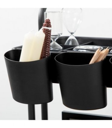 3-Tier Utility Cart, Serving Trolley with Mesh Baskets Removable Boxes, Black