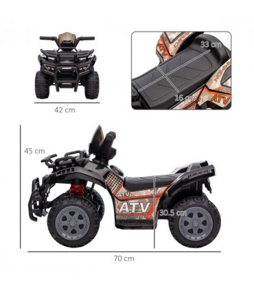 Kids Ride-on Four Wheeler ATV Car Black Electric 2 km/h 45 min Play 18-36 months