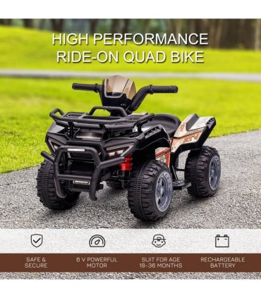 Kids Ride-on Four Wheeler ATV Car Black Electric 2 km/h 45 min Play 18-36 months