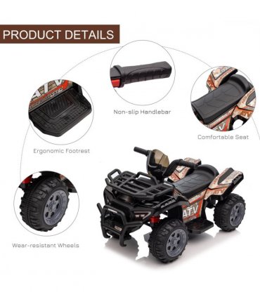 Kids Ride-on Four Wheeler ATV Car Black Electric 2 km/h 45 min Play 18-36 months