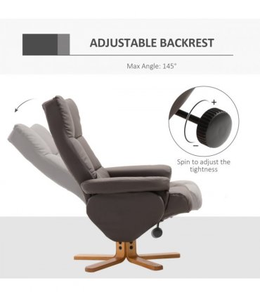 Faux Leather Recliner Chair with Ottoman Footrest Storage Space Brown
