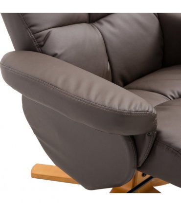 Faux Leather Recliner Chair with Ottoman Footrest Storage Space Brown
