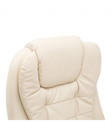 Executive Office Chair with Massage and Heat PU Leather Reclining Chair, Beige