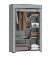 Fabric Wardrobe Portable Wardrobe with 6 Shelves 1 Hanging Rail Light Grey