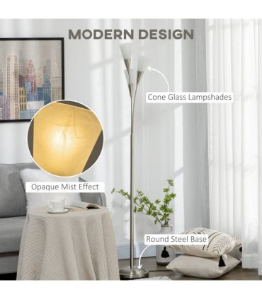 Modern Floor Lamp for Living Room Bedroom, 3 Light Upright Standing Lamp