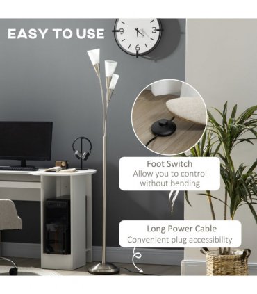 Modern Floor Lamp for Living Room Bedroom, 3 Light Upright Standing Lamp