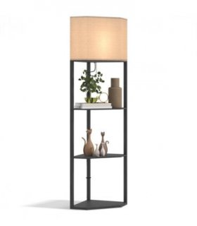 Floor Lamp with Shelves, Modern Standing Lamps for Living Room Bedroom, Black