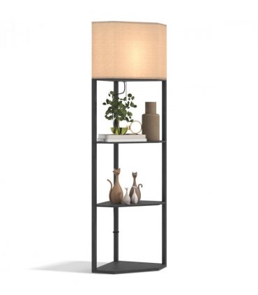Floor Lamp with Shelves, Modern Standing Lamps for Living Room Bedroom, Black