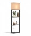 Floor Lamp with Shelves, Modern Standing Lamps for Living Room Bedroom, Black