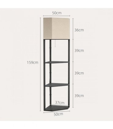 Floor Lamp with Shelves, Modern Standing Lamps for Living Room Bedroom, Black
