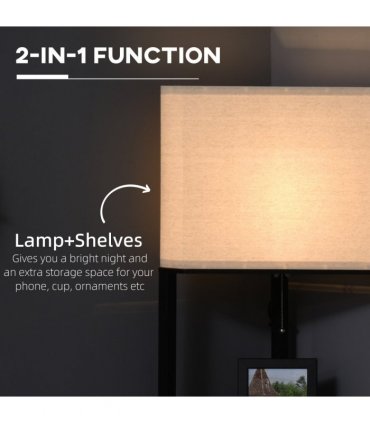 Floor Lamp with Shelves, Modern Standing Lamps for Living Room Bedroom, Black