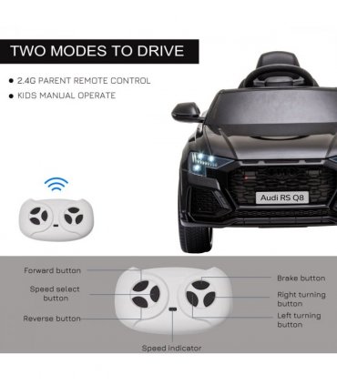 Audi RS Q8 6V Kids Electric Ride On Car Toy w/ Remote USB MP3 Bluetooth Black