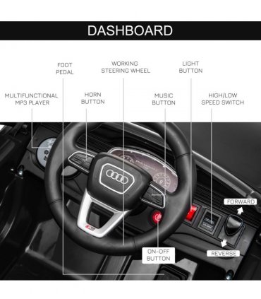 Audi RS Q8 6V Kids Electric Ride On Car Toy w/ Remote USB MP3 Bluetooth Black