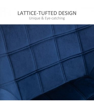 Luxe Velvet-Feel Accent Chair w/ Wide Arms Slanted Back Padding Wood Legs Blue